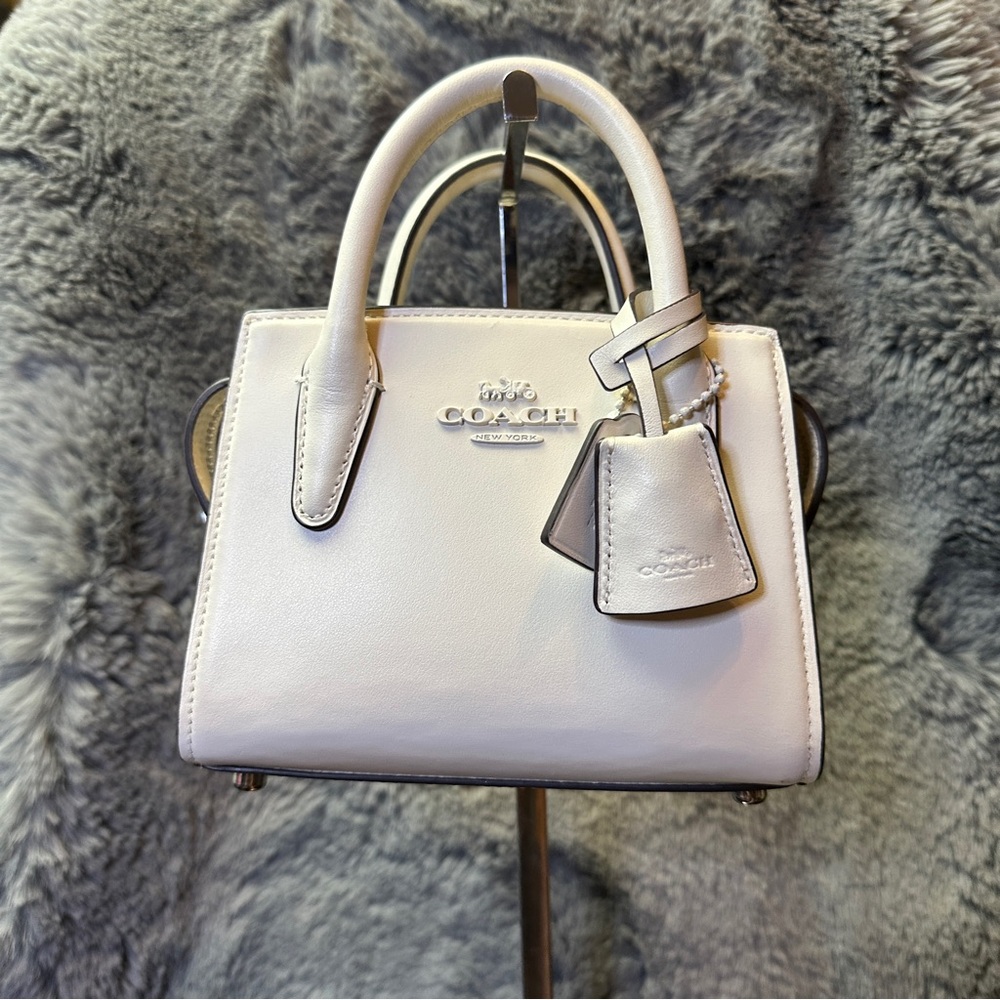 Coach White Mini Andrea carryall Leather Bag